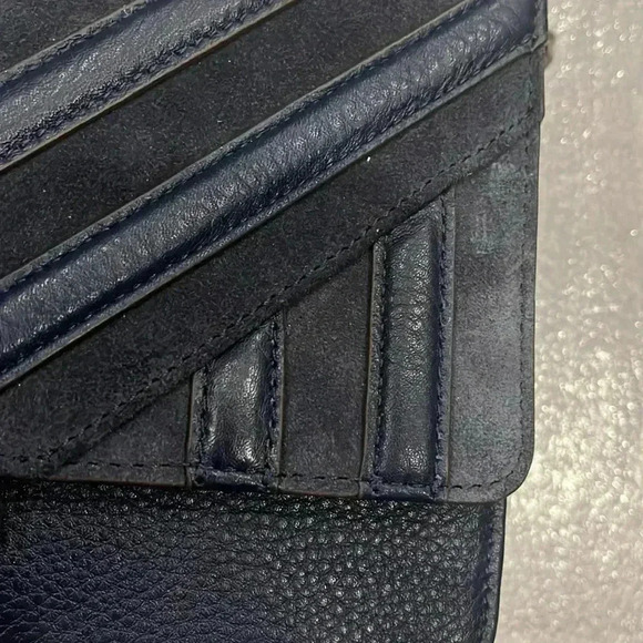 Aimee  Kestenberg Blue Pebble Leather Suede Crossbody Handbag magnet closure - Picture 3 of 15